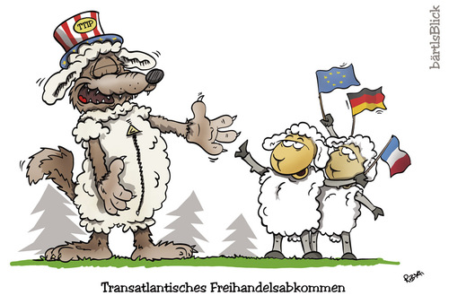 Cartoon: TTIP (medium) by subbird tagged usa,eu,schaf,wolf,transatlantisches,freihandelsabkommen,ttip