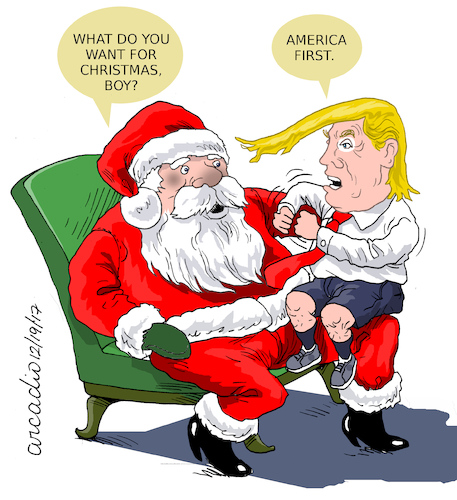 Cartoon: A Christmas gift to Trump. (medium) by Cartoonarcadio tagged trump,santa,christmas,gift