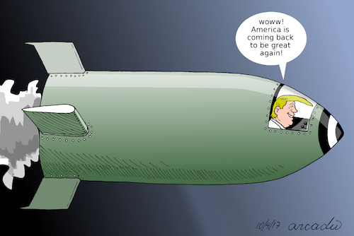 Cartoon: America great again. (medium) by Cartoonarcadio tagged trump,syria,russia,us,army,usa