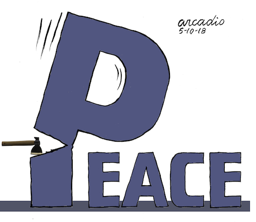 Cartoon: Broken Peace. (medium) by Cartoonarcadio tagged peace,wars,conflicts,midle,east