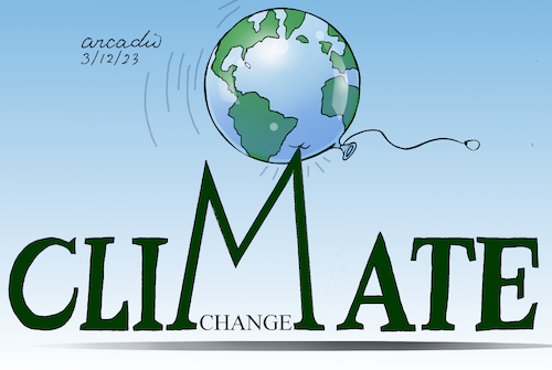 Cartoon: Climate change. (medium) by Cartoonarcadio tagged planet,world,cimate,change,pollution