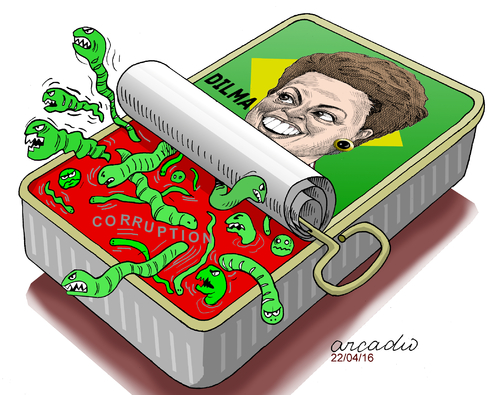 Cartoon: Dilma and corruption. (medium) by Cartoonarcadio tagged brazil,dilma,corruption,justice,people,government,latin,america
