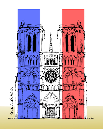 Cartoon: Duel in Paris. (medium) by Cartoonarcadio tagged europe,france,paris,catholicism,pope,vatican