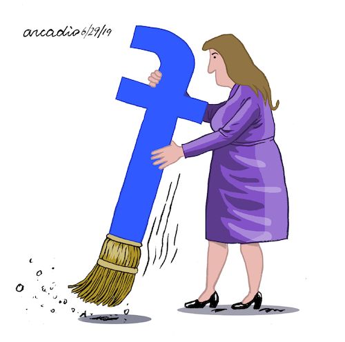 Cartoon: Facebook broom. (medium) by Cartoonarcadio tagged facebook,social,nets,internet
