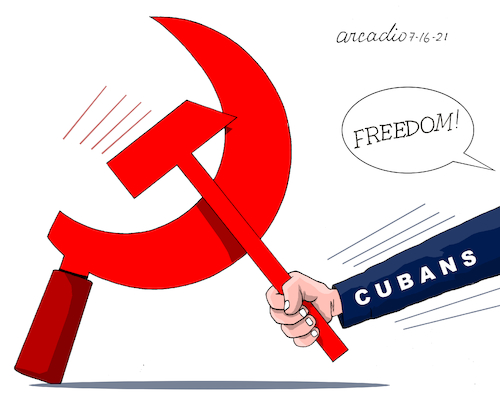 Cartoon: Freedom for Cuba. (medium) by Cartoonarcadio tagged cuba,protests,communism,freedom,democracy