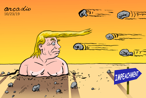 Cartoon: Impeachment according to Trump. (medium) by Cartoonarcadio tagged trump,impeachment,white,house,washington