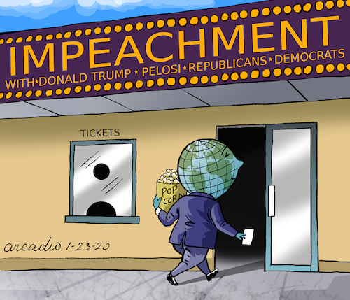 Cartoon: Impeachment...the movie. (medium) by Cartoonarcadio tagged usa,impeachment,democrats,republicans,pelosi