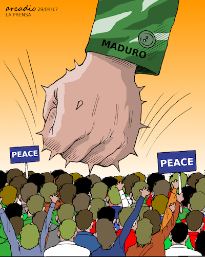 Cartoon: Maduro and the riots. (medium) by Cartoonarcadio tagged maduro,venezuela,latin,america,socialism