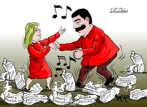 Cartoon: Maduro dances over the humanitar (medium) by Cartoonarcadio tagged maduro,venezuela,latin,america
