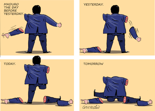Cartoon: Maduro is falling down. (medium) by Cartoonarcadio tagged maduro,venezuela,socialism,latin,america