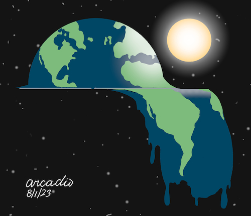 Cartoon: Melted World. (medium) by Cartoonarcadio tagged temperatures,global,warming,climate,change