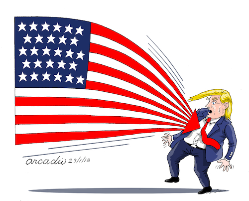 Cartoon: One more year. (medium) by Cartoonarcadio tagged trump,us,government,president,2018