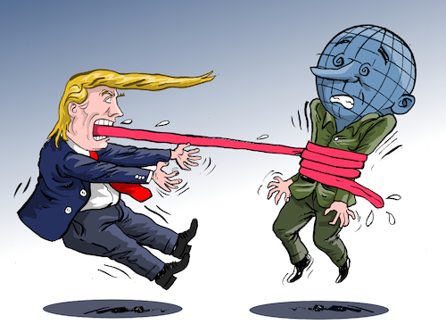 Cartoon: Poisonous tongue. (medium) by Cartoonarcadio tagged us,president,white,house,usa,diplomacy