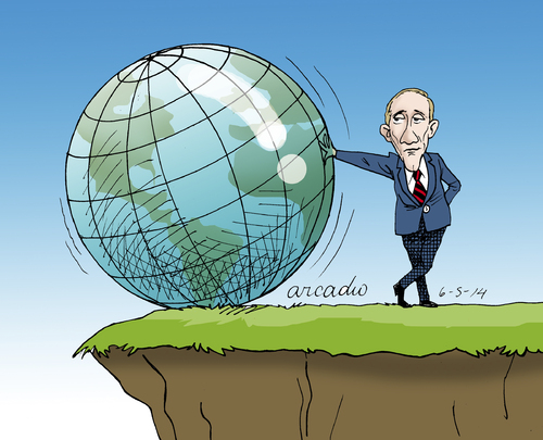 Cartoon: Putin in dangerous position (medium) by Cartoonarcadio tagged putin,russia,crisis,europe,otan,usa