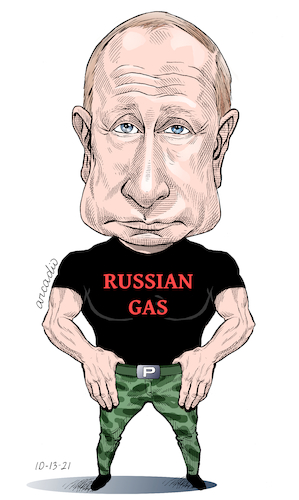 Cartoon: Putin...the strong man. (medium) by Cartoonarcadio tagged putin,gas,europe,russia