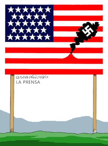 Cartoon: Racist eruption (medium) by Cartoonarcadio tagged usa,racism,kkk,trump,us,government