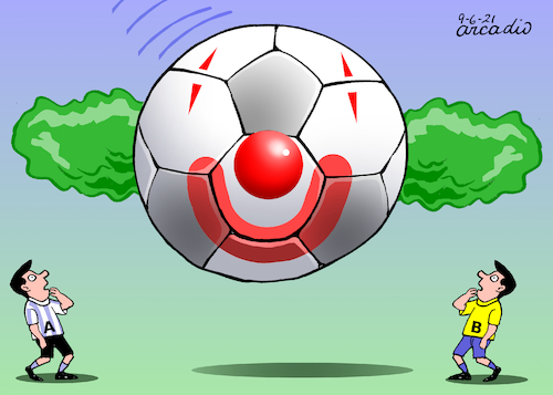 Cartoon: Ridiculous football. (medium) by Cartoonarcadio tagged football,brasil,argentina,qatar,2022,worldcup