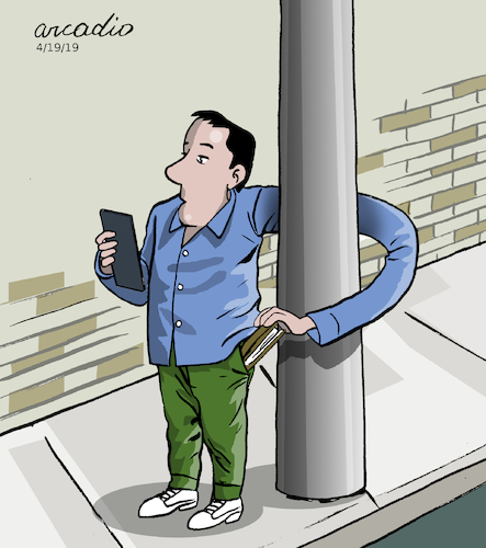 Cartoon: Self robber. (medium) by Cartoonarcadio tagged people,money,finances,economy