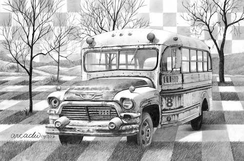 Cartoon: The bus number 8. (medium) by Cartoonarcadio tagged drawing,bus,number,pencil,art,graphite