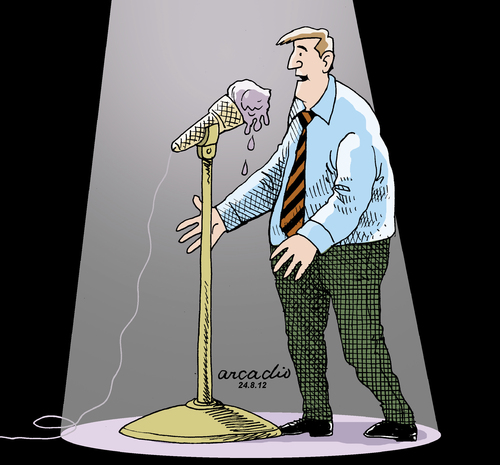 Cartoon: The man and the sweet microphone (medium) by Cartoonarcadio tagged man,microphone,icecream,sweet,food,the