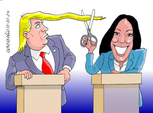 Cartoon: The new contender. (medium) by Cartoonarcadio tagged kamala,trump,us,elections