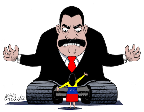 Cartoon: The revolution versus the venezu (medium) by Cartoonarcadio tagged maduro,venezuela,crisis,politicians,latin,america,the