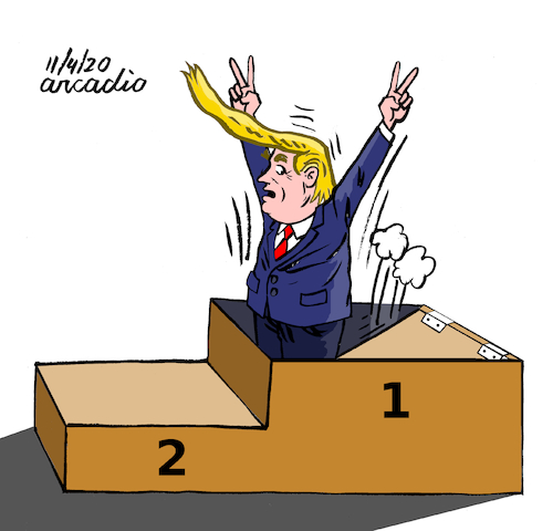 Cartoon: Trump loose. (medium) by Cartoonarcadio tagged trump,us,elections,democracy,america
