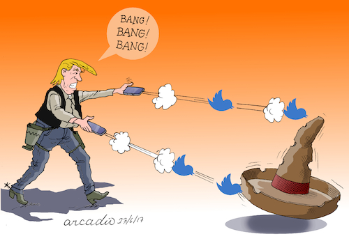 Cartoon: Trump shoots a mexican target (medium) by Cartoonarcadio tagged trump,target,mexican,shooting,mexico,twitter