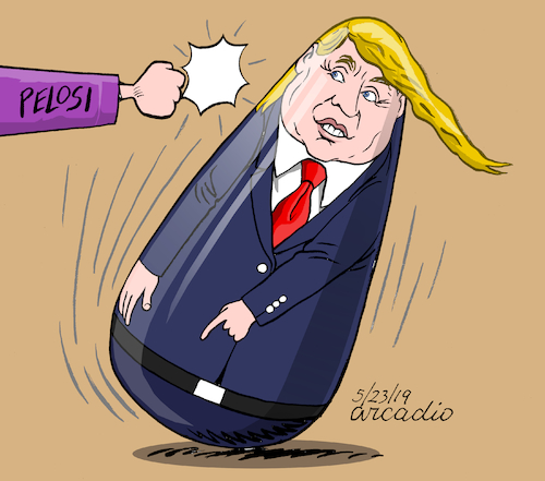 Cartoon: Trump...the stubborn. (medium) by Cartoonarcadio tagged trump,pelosi,washington,politicians,white,house