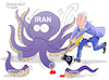 Cartoon: Israel cuts off Iran terrorist (small) by Cartoonarcadio tagged war iran israel hamas