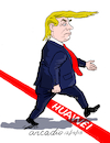 Cartoon: Trump trespasses the red line. (small) by Cartoonarcadio tagged trump,trade,war,washington,white,house,economy,money