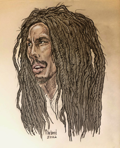 Cartoon: Bob Marley (medium) by Harbord tagged bob,marley,reggae,jamaica