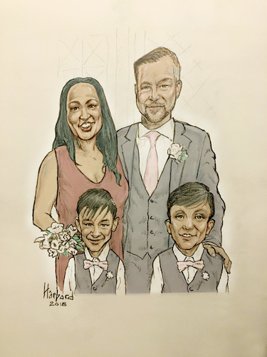 Cartoon: Long Family (medium) by Harbord tagged family,portrait,caricature