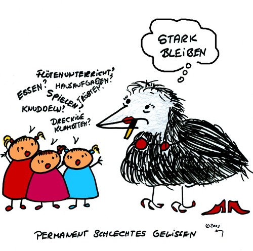 Cartoon: Rabenmutter (medium) by Any tagged familie,frauen,arbeit,alltag,kinder