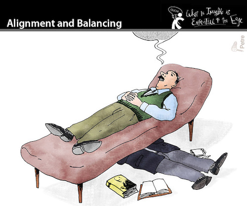 Cartoon: Alignment and balancing (medium) by PETRE tagged psychoanalysis,psychoanalyse