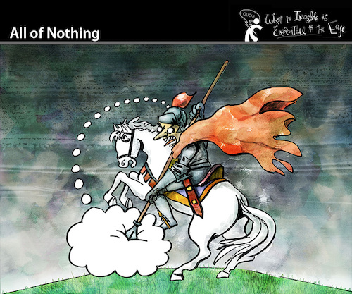 Cartoon: All of Nothing (medium) by PETRE tagged fight,kampf,thoughts,gedanken