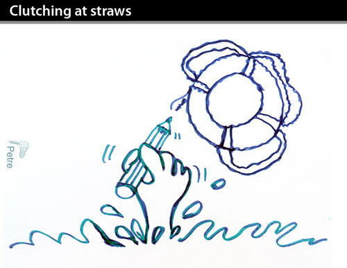 Cartoon: Clutching at Straws (medium) by PETRE tagged drawing,drowning