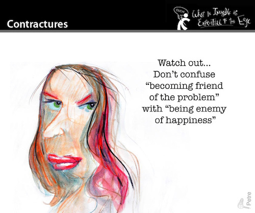 Cartoon: Contractures (medium) by PETRE tagged problems,happiness,pesimism,optimism