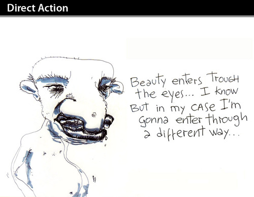 Cartoon: Direct Action (medium) by PETRE tagged beauty,uglyness