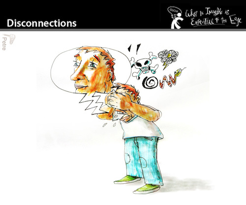 Cartoon: Disconnections (medium) by PETRE tagged thinking,toughts,messages,contradictions