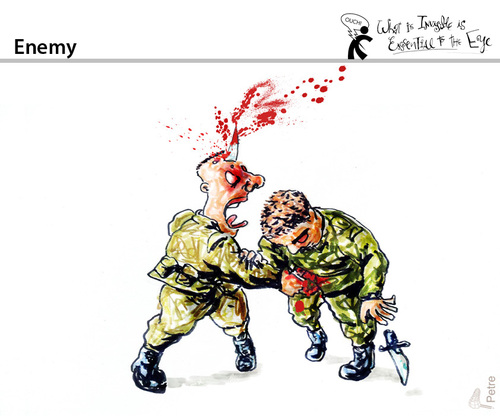 Cartoon: Enemy (medium) by PETRE tagged war,fight