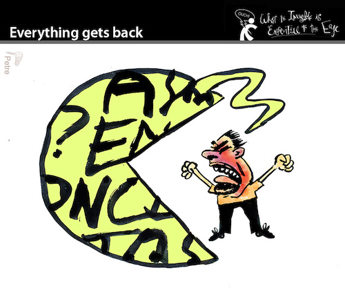 Cartoon: Everything gets back (medium) by PETRE tagged screamer,anger,angry,zorn