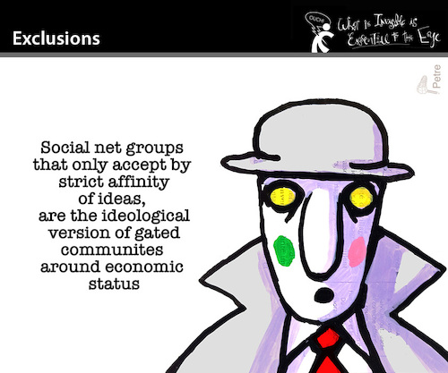 Cartoon: EXCLUSIONS (medium) by PETRE tagged exclusions,ideology,groups