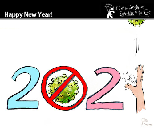 Cartoon: Happy New Year (medium) by PETRE tagged newyear,covid19,pandemic,2021