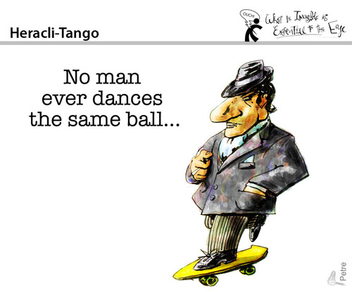 Cartoon: Heracli-Tango (medium) by PETRE tagged dance,tango,philosophy,heraclitus