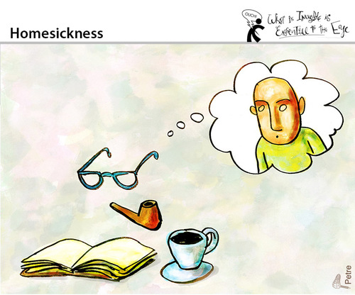 Cartoon: Homesickness (medium) by PETRE tagged thoughts,visions,readers