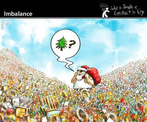 Cartoon: Imbalance (medium) by PETRE tagged christmas,santa,gifts,pollution