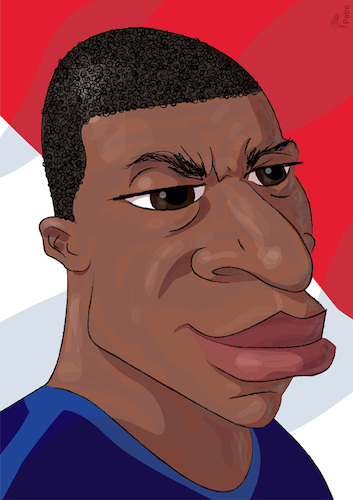 Cartoon: Mbape (medium) by PETRE tagged caricature,fifa,worldcup,footbal,france