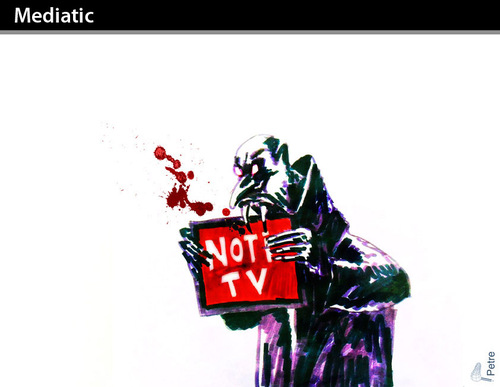Cartoon: Mediatic (medium) by PETRE tagged media,blood,vampires,horror,news
