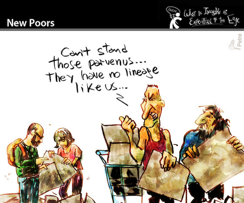 Cartoon: New Poors (medium) by PETRE tagged crisis,poverty